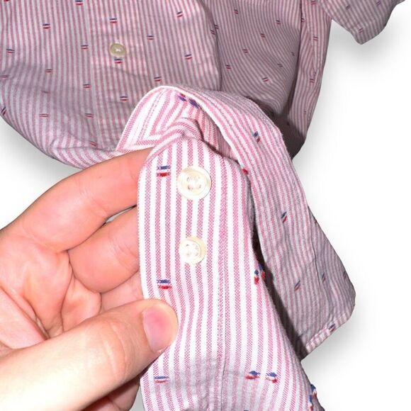 Brooks Brothers Red & White Striped Regent S/S Oxford Shirt L - Picture 6 of 8